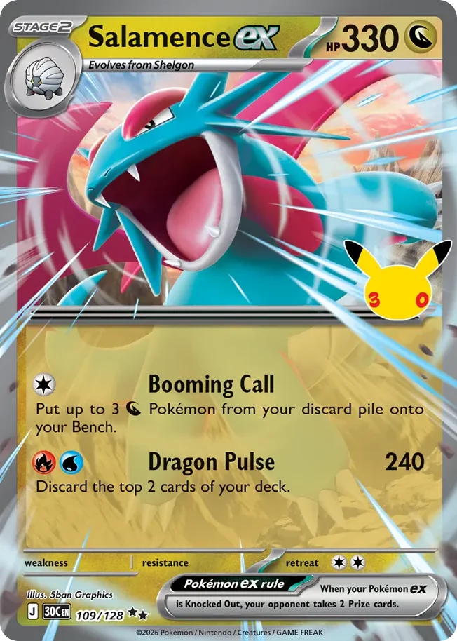 Salamence ex Pokemon card from 30th Celebration, card number 109