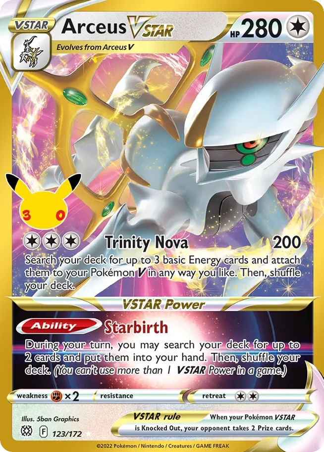 Arceus VSTAR Pokemon card from 30th Celebration: Classic Collection, card number 123