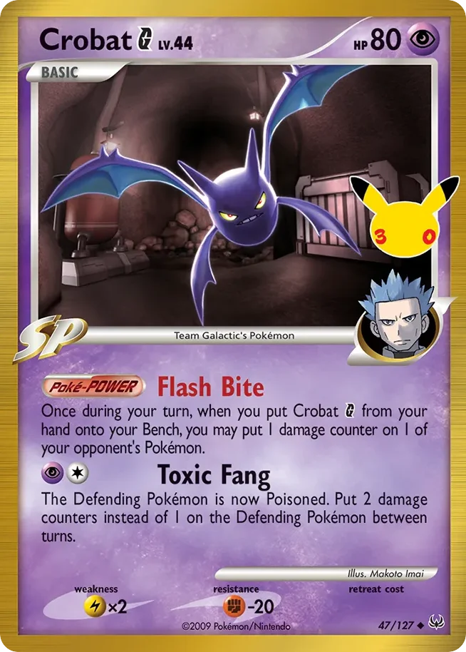 Crobat G Pokemon card from 30th Celebration: Classic Collection, card number 47