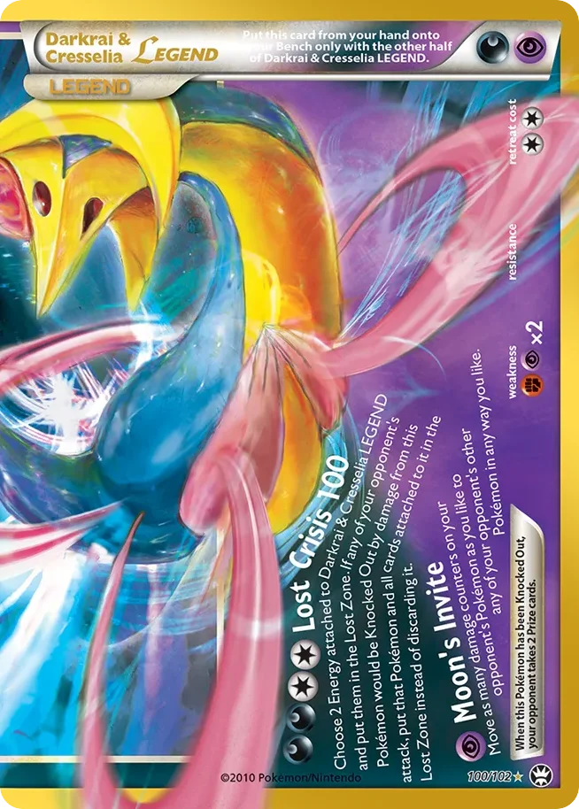 Darkrai & Cresselia LEGEND Pokemon card from 30th Celebration: Classic Collection, card number 100