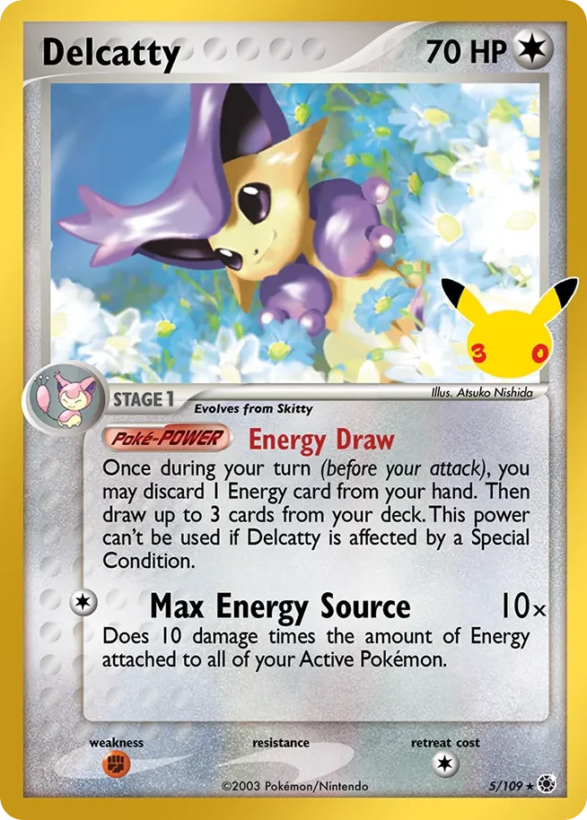Delcatty Pokemon card from 30th Celebration: Classic Collection, card number 5