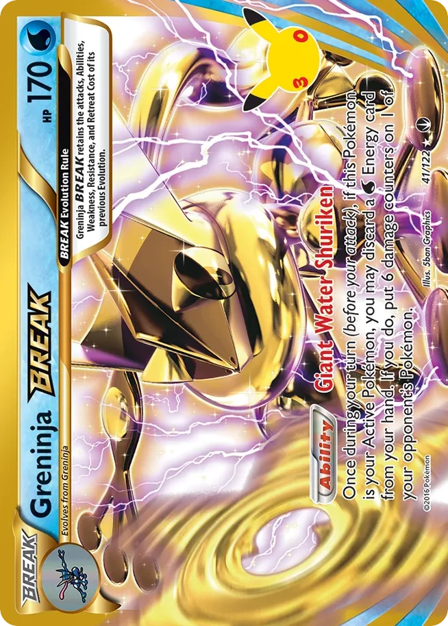 Greninja BREAK Pokemon card from 30th Celebration: Classic Collection, card number 41
