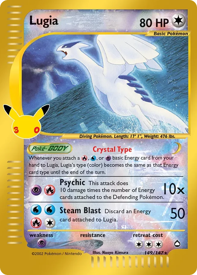 Lugia Pokemon card from 30th Celebration: Classic Collection, card number 149