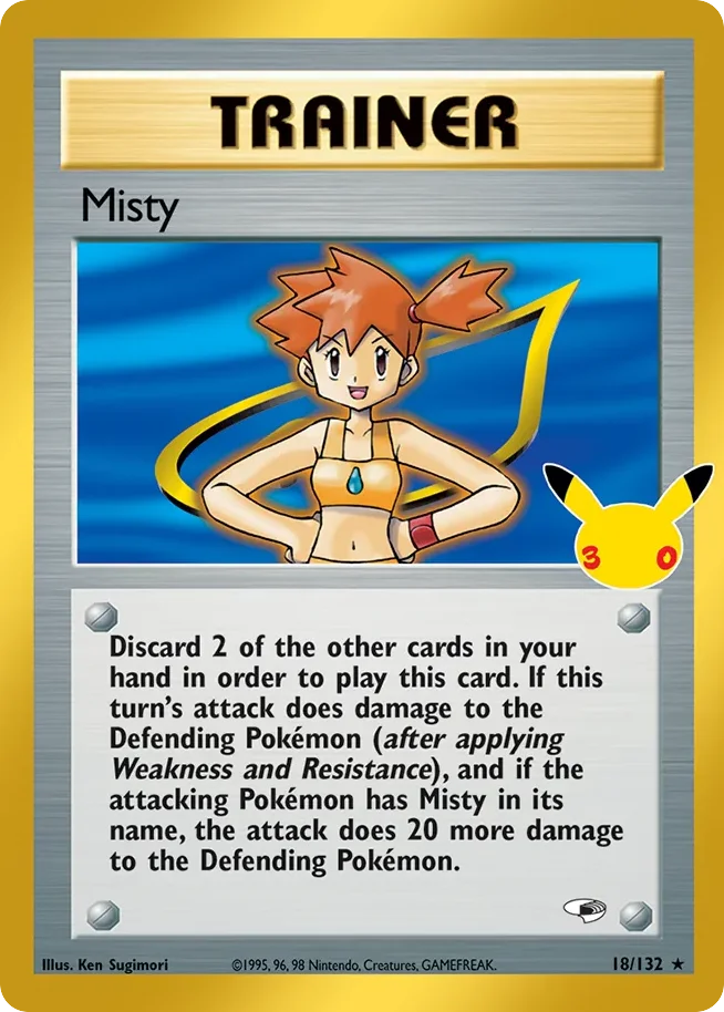 Misty Pokemon card from 30th Celebration: Classic Collection, card number 18