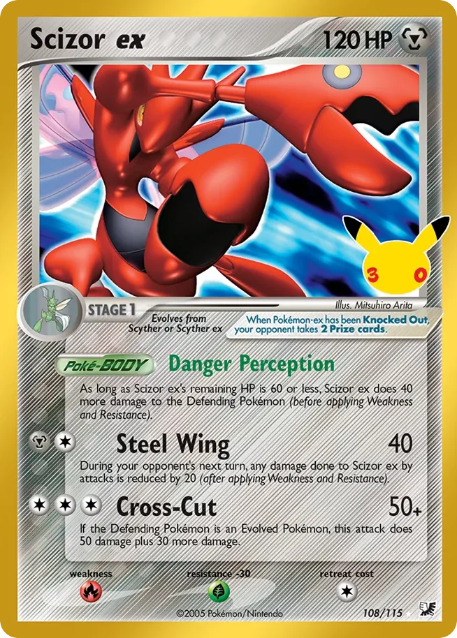 Scizor ex Pokemon card from 30th Celebration: Classic Collection, card number 108
