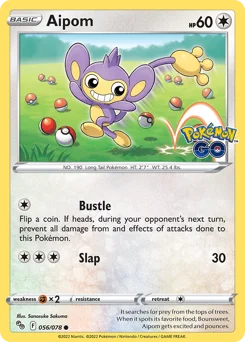 Aipom Pokemon card from Pokémon GO, card number 56