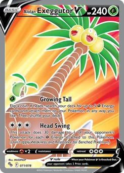 Alolan Exeggutor V Pokemon card from Pokémon GO, card number 71