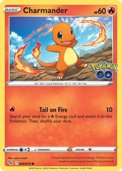 Charmander Pokemon card from Pokémon GO, card number 8