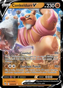 Conkeldurr V Pokemon card from Pokémon GO, card number 40