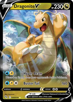 Dragonite V Pokemon card from Pokémon GO, card number 49