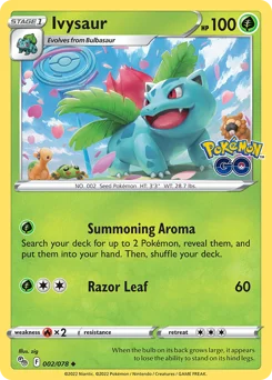 Ivysaur Pokemon card from Pokémon GO, card number 2
