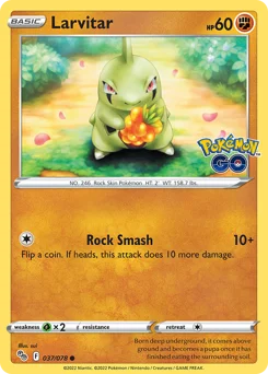 Larvitar Pokemon card from Pokémon GO, card number 37