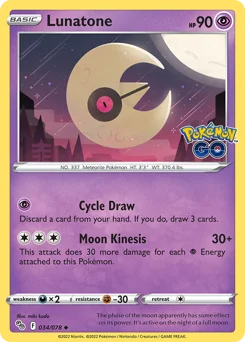 Lunatone Pokemon card from Pokémon GO, card number 34