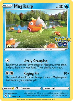 Magikarp Pokemon card from Pokémon GO, card number 21