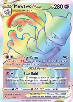 Mewtwo VSTAR Pokemon card from Pokémon GO, card number 79