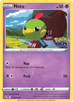 Natu Pokemon card from Pokémon GO, card number 32