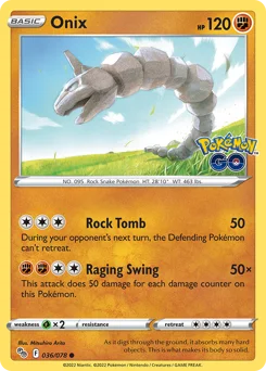Onix Pokemon card from Pokémon GO, card number 36