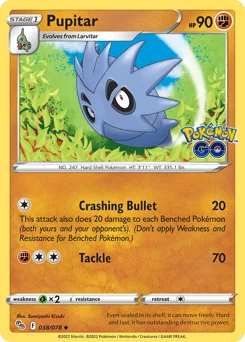 Pupitar Pokemon card from Pokémon GO, card number 38