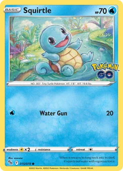 Squirtle Pokemon card from Pokémon GO, card number 15