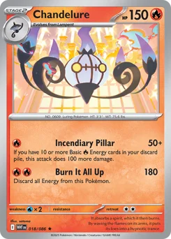 Chandelure Pokemon card from White Flare, card number 18