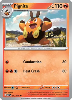 Pignite Pokemon card from White Flare, card number 12