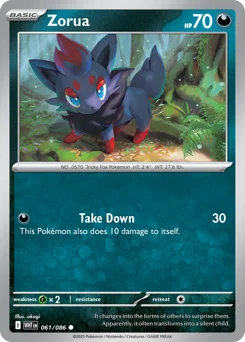 Zorua Pokemon card from White Flare, card number 61