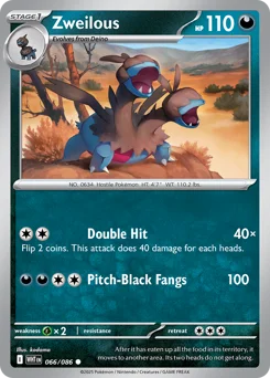 Zweilous Pokemon card from White Flare, card number 66