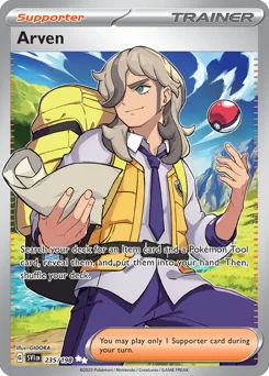 Arven Pokemon card from Scarlet & Violet, card number 235