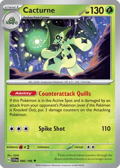Cacturne Pokemon card from Scarlet & Violet, card number 6