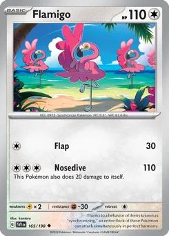 Flamigo Pokemon card from Scarlet & Violet, card number 165