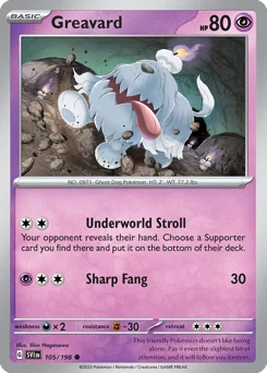 Greavard Pokemon card from Scarlet & Violet, card number 105