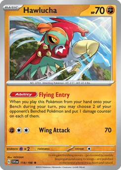 Hawlucha Pokemon card from Scarlet & Violet, card number 118