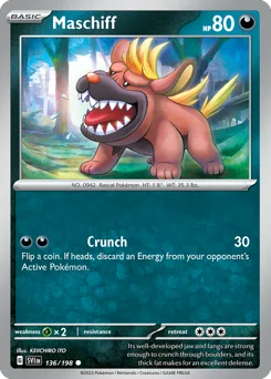 Maschiff Pokemon card from Scarlet & Violet, card number 136