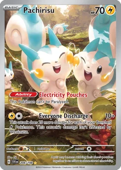 Pachirisu Pokemon card from Scarlet & Violet, card number 208