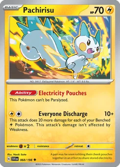 Pachirisu Pokemon card from Scarlet & Violet, card number 68
