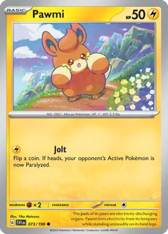 Pawmi Pokemon card from Scarlet & Violet, card number 73