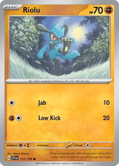 Riolu Pokemon card from Scarlet & Violet, card number 112