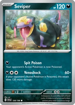 Seviper Pokemon card from Scarlet & Violet, card number 128