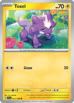 Toxel Pokemon card from Scarlet & Violet, card number 71