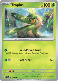 Tropius Pokemon card from Scarlet & Violet, card number 7