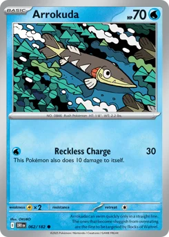 Arrokuda Pokemon card from Destined Rivals, card number 62