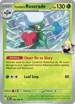 Cynthia's Roserade Pokemon card from Destined Rivals, card number 8
