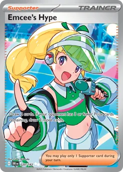 Emcee's Hype Pokemon card from Destined Rivals, card number 220