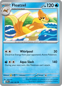 Floatzel Pokemon card from Destined Rivals, card number 58