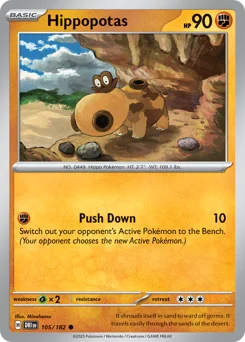 Hippopotas Pokemon card from Destined Rivals, card number 105