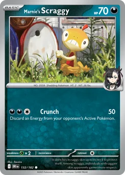 Marnie's Scraggy Pokemon card from Destined Rivals, card number 132