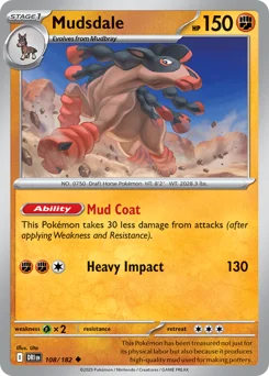 Mudsdale Pokemon card from Destined Rivals, card number 108