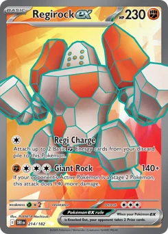 Regirock ex Pokemon card from Destined Rivals, card number 214