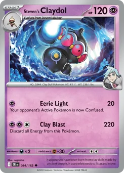 Steven's Claydol Pokemon card from Destined Rivals, card number 84