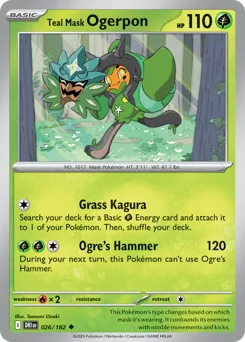 Teal Mask Ogerpon Pokemon card from Destined Rivals, card number 26